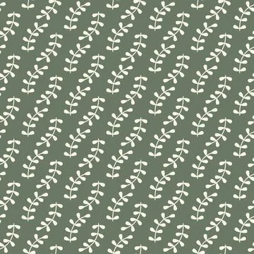 Seamless botanical pattern with plant twigs in trendy colors. Vector hand drawn Stock Illustration