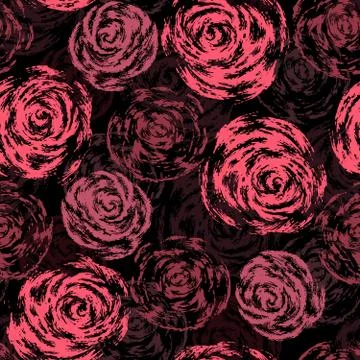 Seamless botanical pattern with roses Stock Illustration