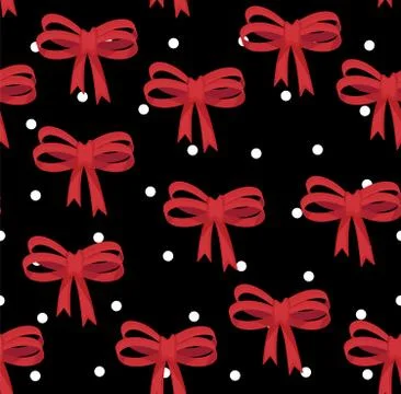 Seamless bow pattern on polka dots background. Cute fashion illustration. Dec Stock Illustration