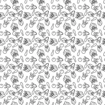 Seamless bowling pattern on white background. bowling sports background. simp 스톡 일러스트
