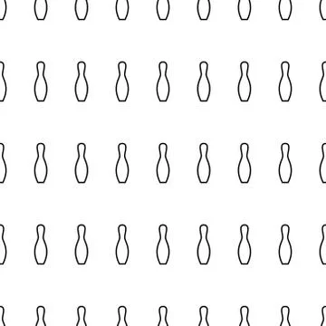 Seamless bowling patterns with repeating bowling pins on white background. sp Stock Illustration