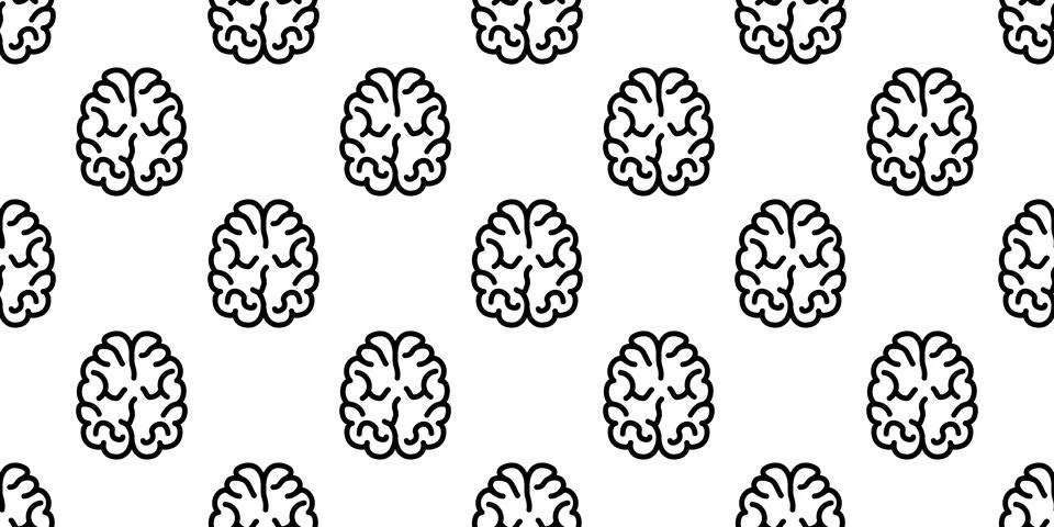 Seamless brain icon pattern, repeats vertically and horizontally Stock Illustration