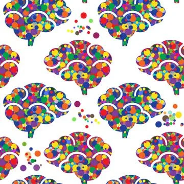 Seamless brain icon vector pattern Stock Illustration