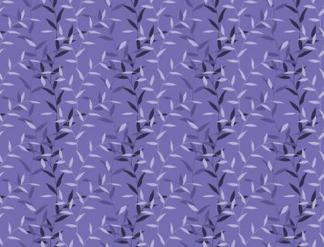 Seamless Branch And Leaf Curly Floral Silhouette Pattern Stock Illustration