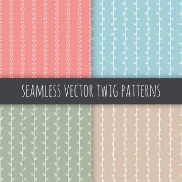 Seamless branch vector pattern. Hand drawn ornament set Иллюстрация