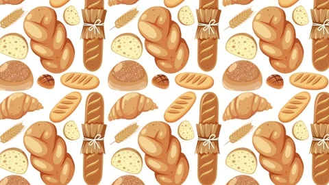 Seamless Bread Pattern Animation Stock Footage 301496711