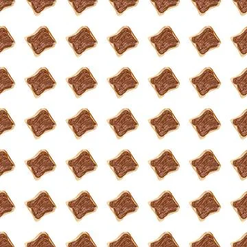 Seamless bread pattern with chocolate paste on a white background Stock Photos