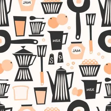Seamless Breakfast Pattern Stock Illustration