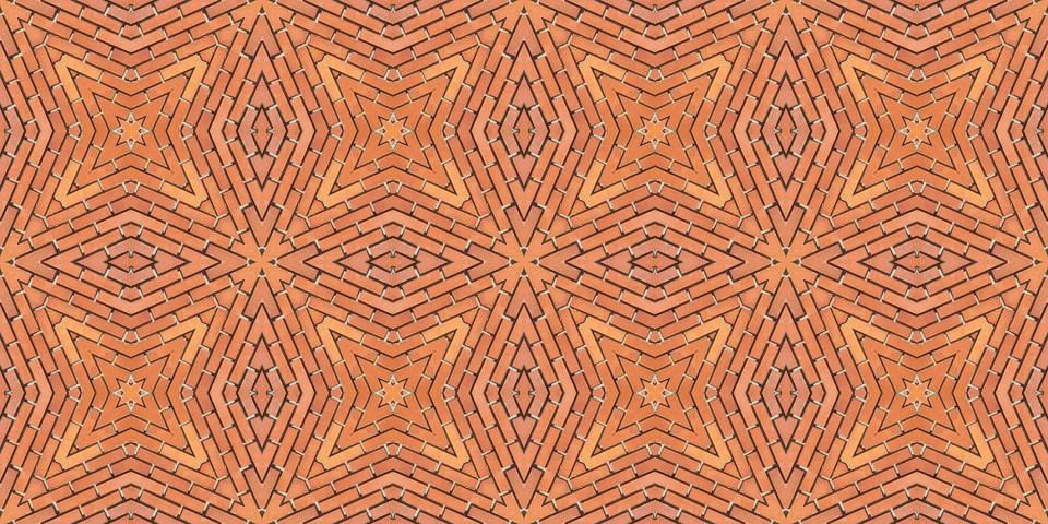 Seamless brick pattern. Brick wall texture. Mosaic kaleidoscope brick wall Illustrazione stock