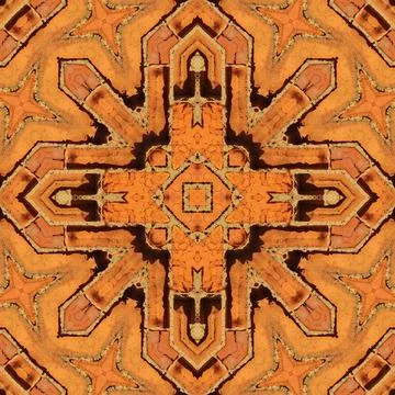 Seamless brick pattern. Brick wall texture. Mosaic kaleidoscope brick wall Stock Illustration