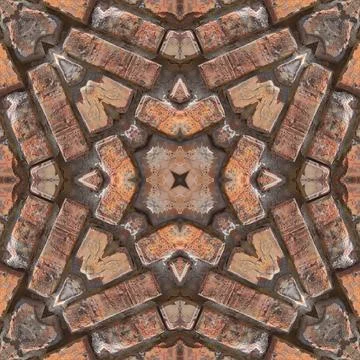 Seamless brick pattern. Brick wall texture. Mosaic kaleidoscope brick wall 스톡 일러스트