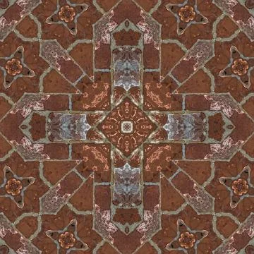 Seamless brick pattern. Brick wall texture. Mosaic kaleidoscope brick wall Illustrazione stock