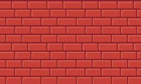 Seamless Brick Wall Texture Pattern in Solid Red for Construction Background Illustrazione stock