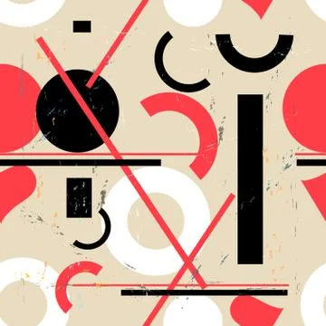 Seamless bright abstract pattern of geometric objects Stockillustratie