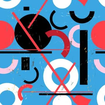 Seamless bright abstract pattern of geometric objects Stock Illustration