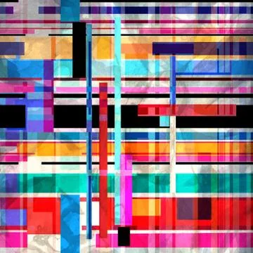 Seamless bright abstract pattern of geometric objects Stockillustratie