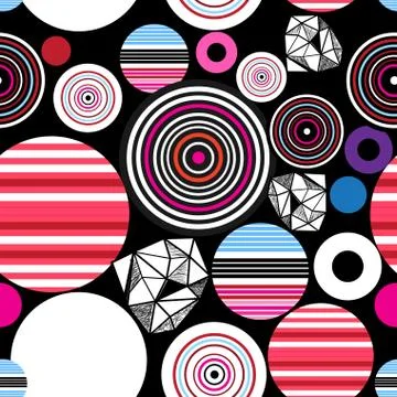 Seamless bright abstract pattern of geometric objects 스톡 일러스트