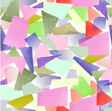 Seamless bright abstract pattern of pieces of watercolor paper on a white b.. Stock Illustration