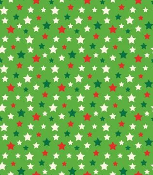 Seamless Bright Abstract Pattern with Stars in Christmas Colors Stock Illustration