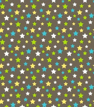 Seamless Bright Abstract Pattern with Stars Isolated on Brown Stock Illustration