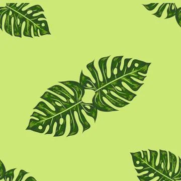 Seamless bright artistic tropical pattern with monstera. modern colorful trop Stock Illustration