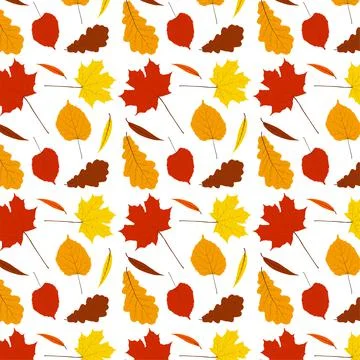 Seamless bright autumnal pattern with early leaves Stock Illustration