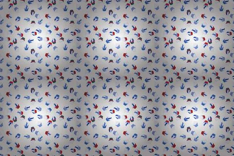 Seamless bright birthday pattern on white, neutral and blue. Raster illustration Stock Illustration