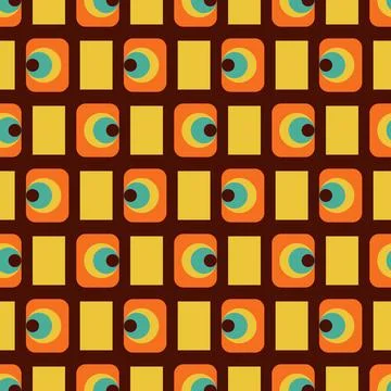 Seamless bright colorful retro pattern. Vector trendy background in 70s sty.. Stock Illustration
