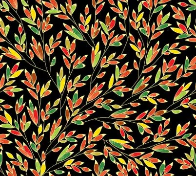 Seamless, bright dark background with multicolored spikelet Stock Illustration