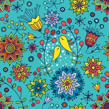 Seamless bright floral pattern Stock Illustration