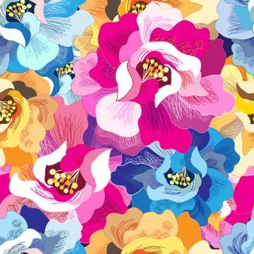 Seamless bright floral pattern Stock Illustration