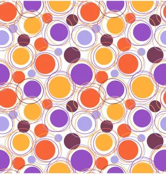 Seamless bright fun abstract pattern with circles isolated on white Stock Illustration