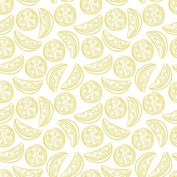 Seamless bright light pattern with lemon in line art style. Design for fabric Stock Illustration