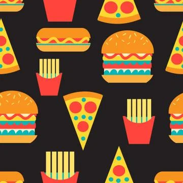 Seamless bright pattern of burgers Stock Illustration
