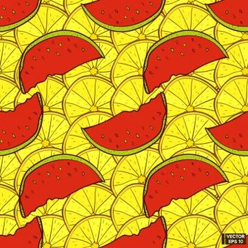 Seamless bright pattern with fruits. Stock Illustration