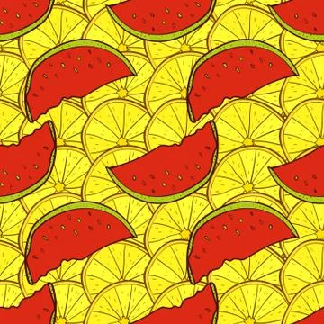 Seamless bright pattern with fruits. Stock Illustration