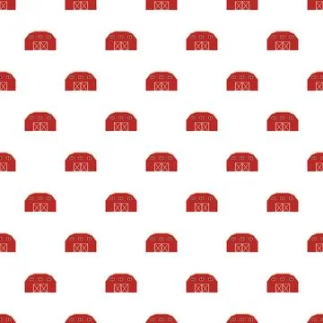 Seamless bright pattern showcasing red rural barns Stock Illustration
