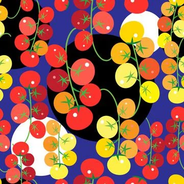 Seamless bright pattern with tomatoes and vegetables Stock Illustration