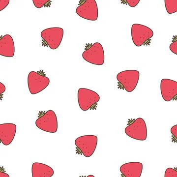 Seamless bright pattern with whole strawberries Stock Illustration