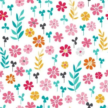 Seamless bright scandinavian floral pattern 库存插图