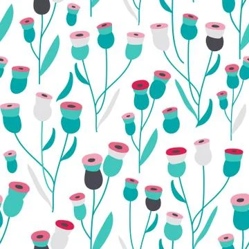 Seamless bright scandinavian floral pattern 库存插图