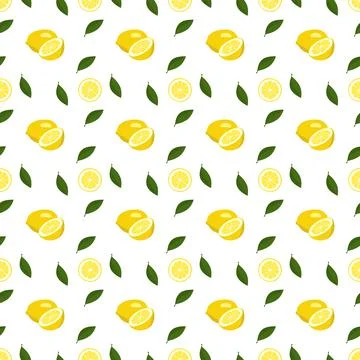Seamless bright spring and summer pattern with lemon Stock Illustration