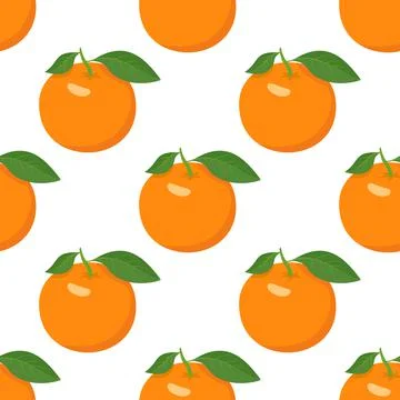 Seamless bright spring and summer pattern with oranges and slices on a white Illustrazione stock