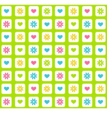 Seamless bright spring green abstract pattern with flowers Illustrazione stock