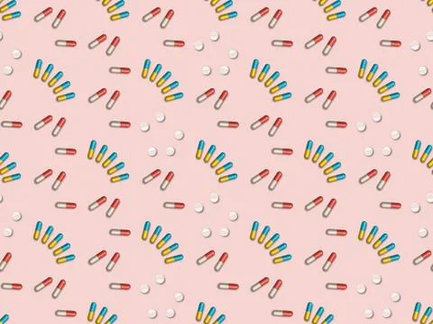 Seamless bright spring pattern with  capsules and   capsules. Stock Illustration