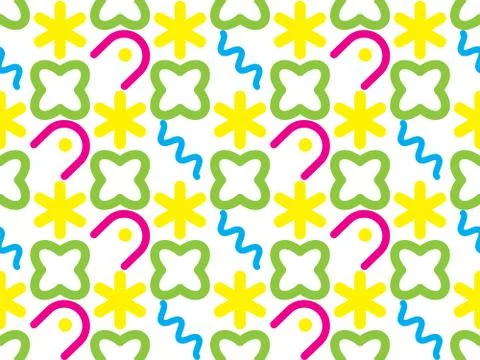 Seamless bright spring pattern with  children's scribbles and   drawing. Illustrazione stock