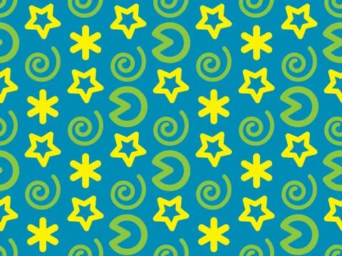 Seamless bright spring pattern with  children's scribbles and   pattern. Stock Illustration