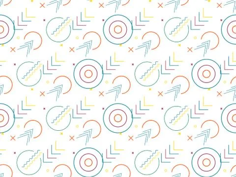 Seamless bright spring pattern with  concentric circles and   geometry. Stock Illustration