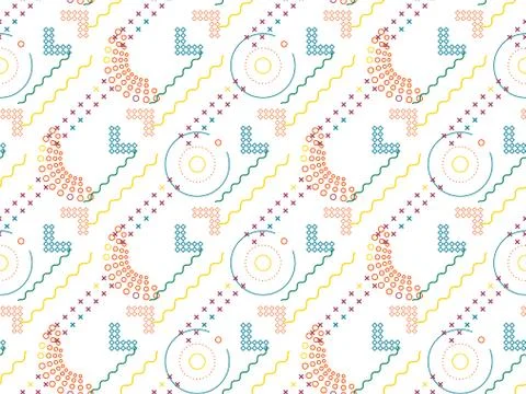 Seamless bright spring pattern with  geometry and   intersection. Stock Illustration