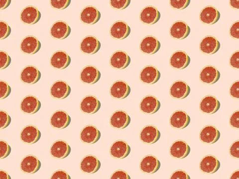Seamless bright spring pattern with grapefruit and  grapefruit. Stock Illustration
